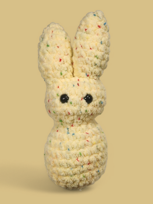 Handmade Crochet Pale yellow Bunny Peep – Soft & Fluffy Plush Toy